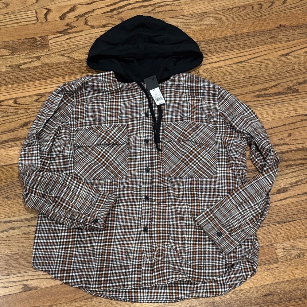 Original Use Plaid Shirt with Black Hood. NWT